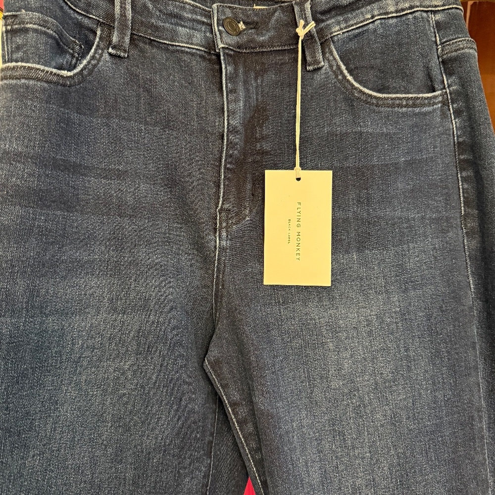 FLYING MONKEY High Rise Full Length Mini Flare Jeans  NEW WITH TAGS SIZE 31/13 - Picture 2 of 7